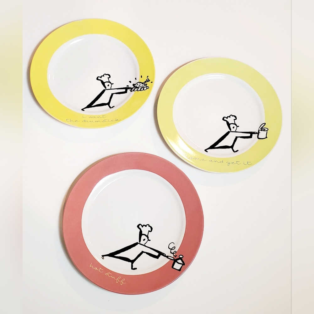 Rosanna Chef To Go Set of 3 8" Ceramic Appetizer Plates